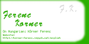 ferenc korner business card